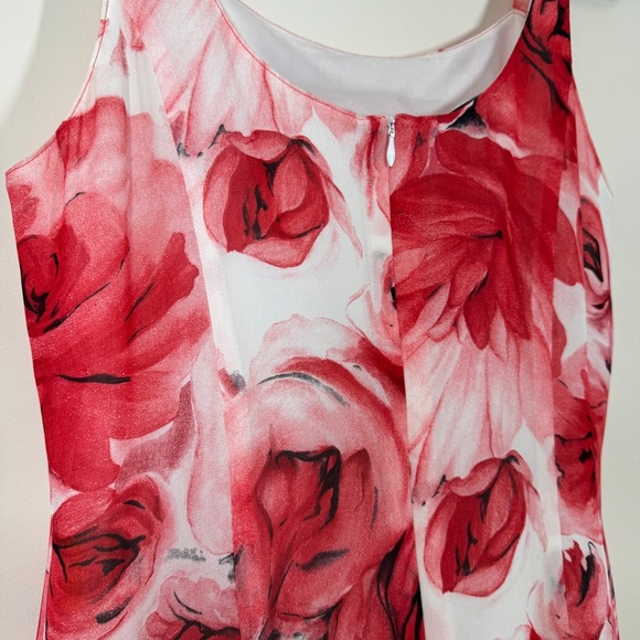 Nienhaus & Lotz Vintage Floral Print Romantic Feminine Red Midi Dress Size Small - Picture 6 of 16